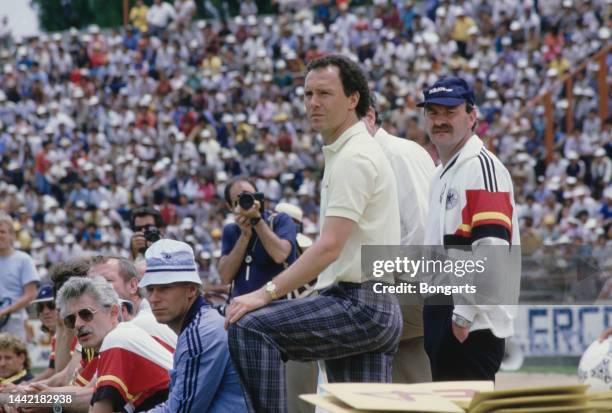 German football manager and former footballer Franz Beckenbauer, manager of the West Germany national team, and German football manager and former...