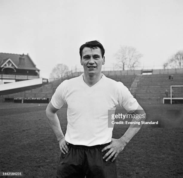 England footballer Bobby Robson training at Craven Cottage football ground in London ahead of a match against Northern Ireland in the British Home...