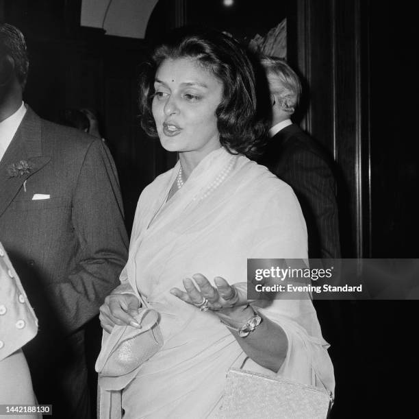 Gayatri Devi , the Maharani of Jaipur, at an event on July 28th, 1961.