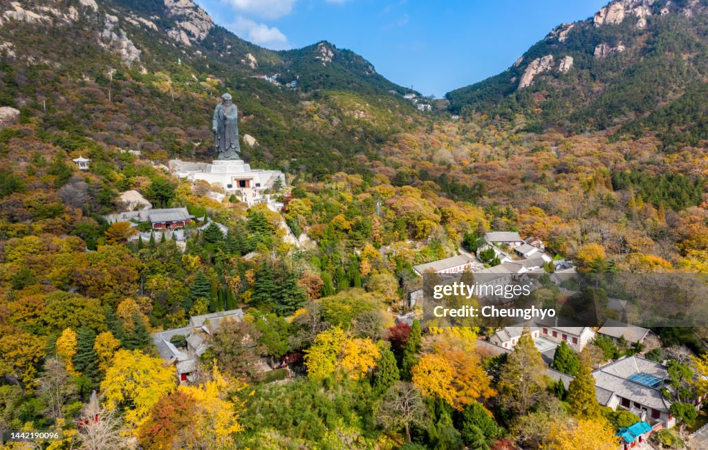Drone Point View of Taiqing Palace in Qingdao, China