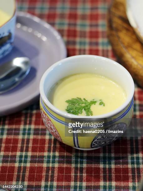 japanese steamed egg - chawanmushi stock pictures, royalty-free photos & images