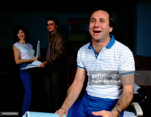 Michael Reagan, President Reagan's adopted son, rehearses a scene with Actress/Model Barbi Benton during acting class with Acting Coach Rick Walters,...