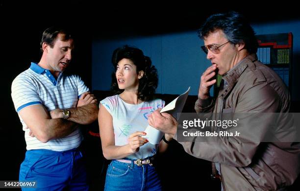 Michael Reagan, President Reagan's adopted son, rehearses a scene with Actress/Model Barbi Benton during acting class with Acting Coach Rick Walters,...