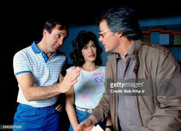 Michael Reagan, President Reagan's adopted son, rehearses a scene with Actress/Model Barbi Benton during acting class with Acting Coach Rick Walters,...