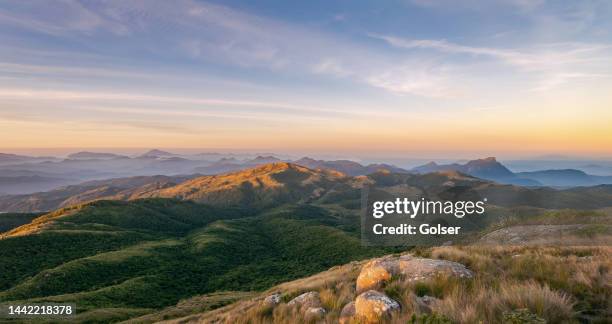 the sunset in the mountains, serra do mar, parana state, brazil - southern brazil stock pictures, royalty-free photos & images