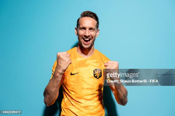 Luuk De Jong of Netherlands poses during the official FIFA World Cup Qatar 2022 portrait session at on November 16, 2022 in Doha, Qatar.