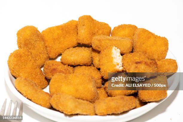 fried chicken nuggets isolated on white background,qatar - chicken nuggets ストックフォトと画像