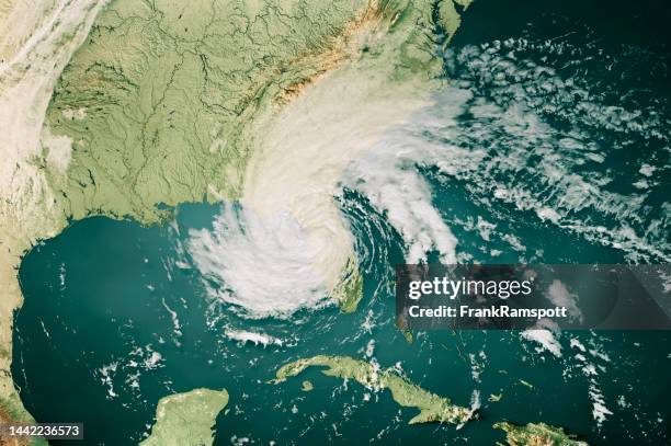 hurrikan nicole 2022 wolkenkarte florida 3d renderfarbe - climate change news stock-fotos und bilder