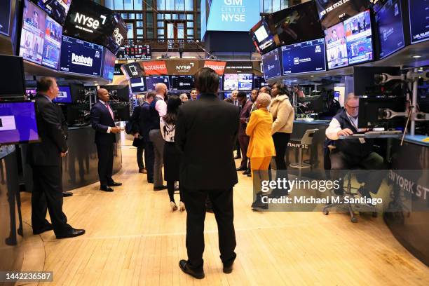 Mayor Eric Adams takes a tour of the New York Stock Exchange during morning trading on November 17, 2022 in New York City. Stocks are expected to...