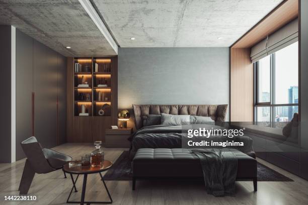 interior of modern luxury bedroom - classic photos of the american skyscraper stock pictures, royalty-free photos & images