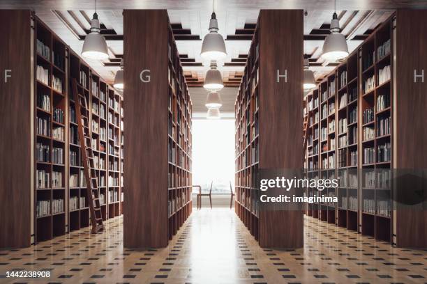 modern library interior - openbare bibliotheek stockfoto's en -beelden