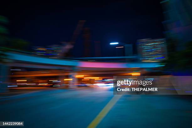 miami downtown abstract traffic - brickell avenue stock pictures, royalty-free photos & images