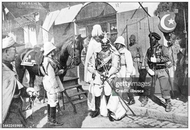 antique image: visit of emperor wilhelm ii in holy land, jerusalem - returning soldier stock illustrations