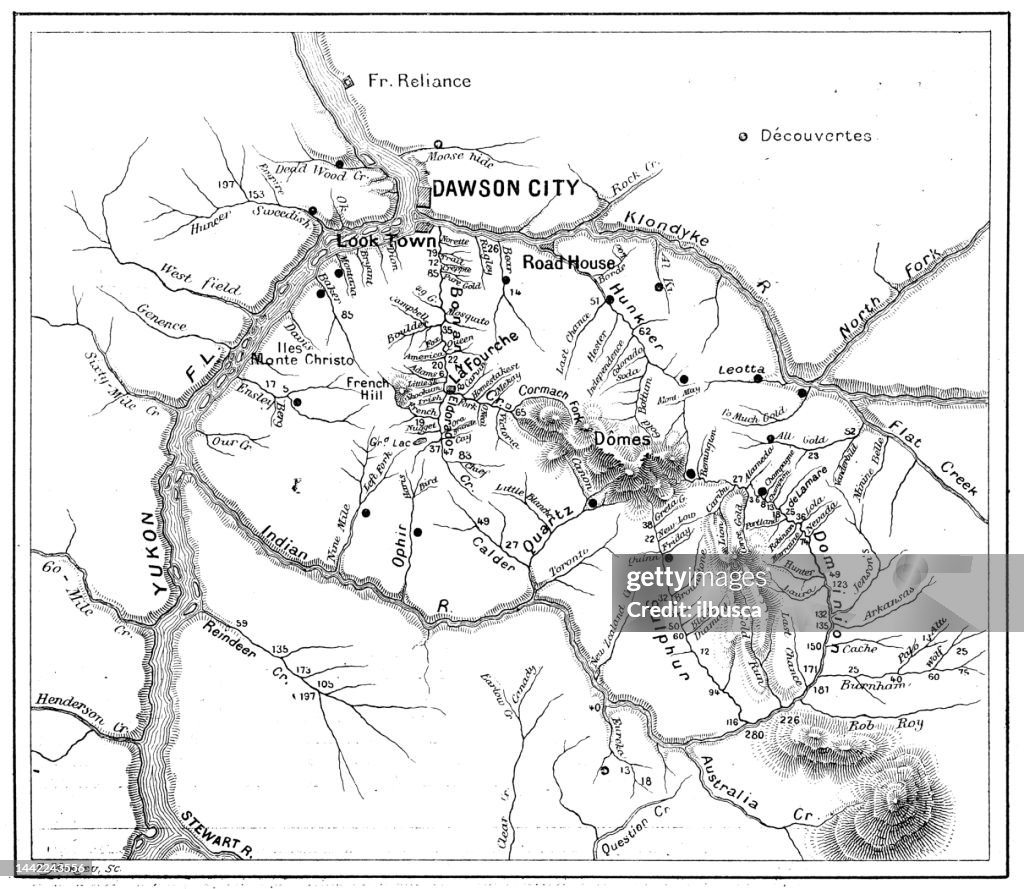Antique image: Klondike Gold Rush, Map