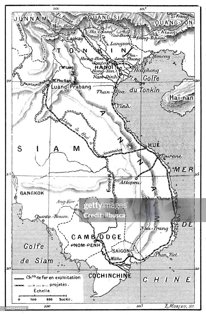 Antique image: Tonkin, Annam and Cochinchine, Map