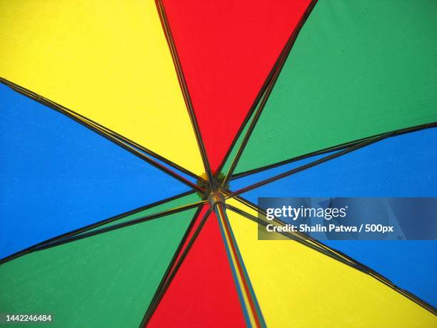 full frame shot of multi colored umbrella - 500px plus stockfoto's en -beelden