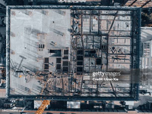 directly above view of construction site - skyscraper blueprint stock pictures, royalty-free photos & images