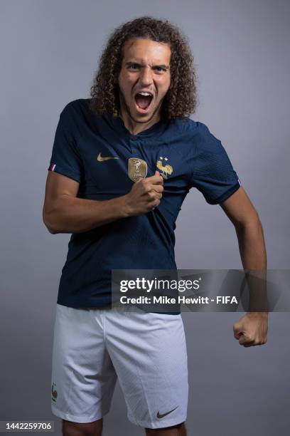 Matteo Guendouzi of France poses during the official FIFA World Cup Qatar 2022 portrait session on November 17, 2022 in Doha, Qatar.