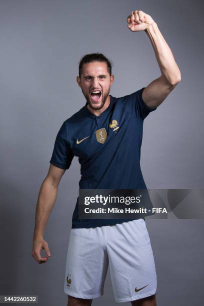 Adrien Rabiot of France poses during the official FIFA World Cup Qatar 2022 portrait session on November 17, 2022 in Doha, Qatar.