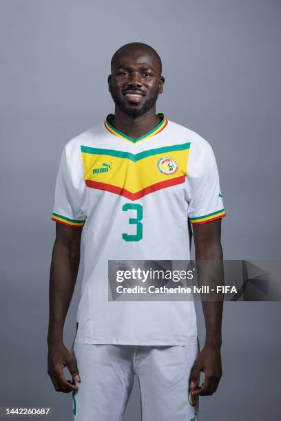 Kalidou Koulibaly of Senegal poses during the official FIFA World Cup Qatar 2022 portrait session on November 17, 2022 in Doha, Qatar.