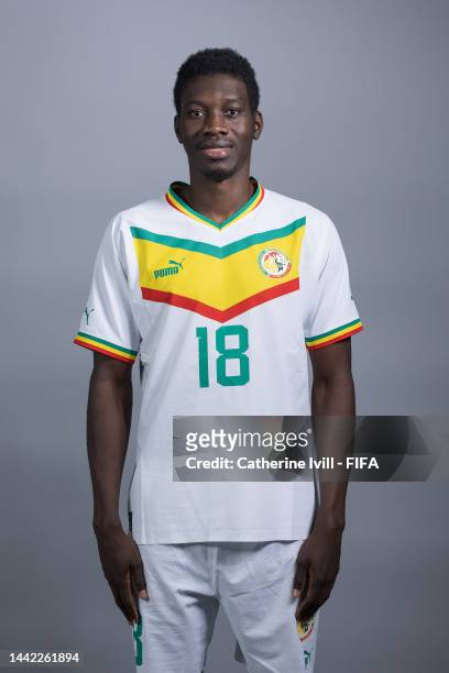 Ismaila Sarr of Senegal poses during the official FIFA World Cup Qatar 2022 portrait session on November 17, 2022 in Doha, Qatar.