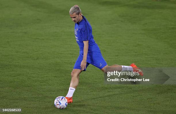 Antoine Griezmann of France in action during the France Press Conference and Training session at Al Sadd SC Stadium on November 17, 2022 in Doha,...