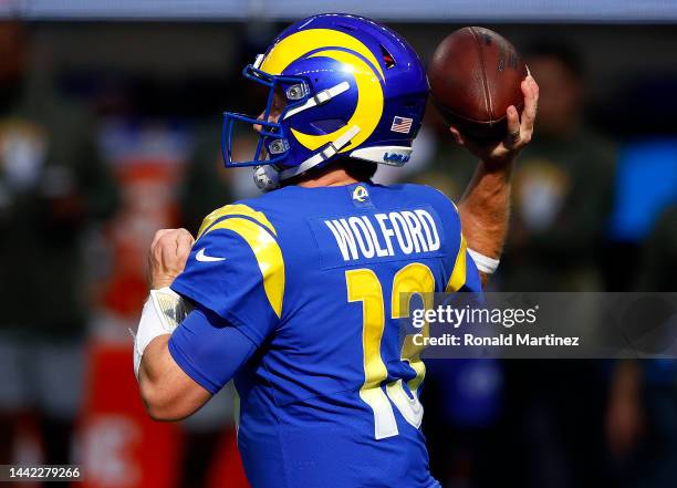 John Wolford of the Los Angeles Rams at SoFi Stadium on November 13, 2022 in Inglewood, California.