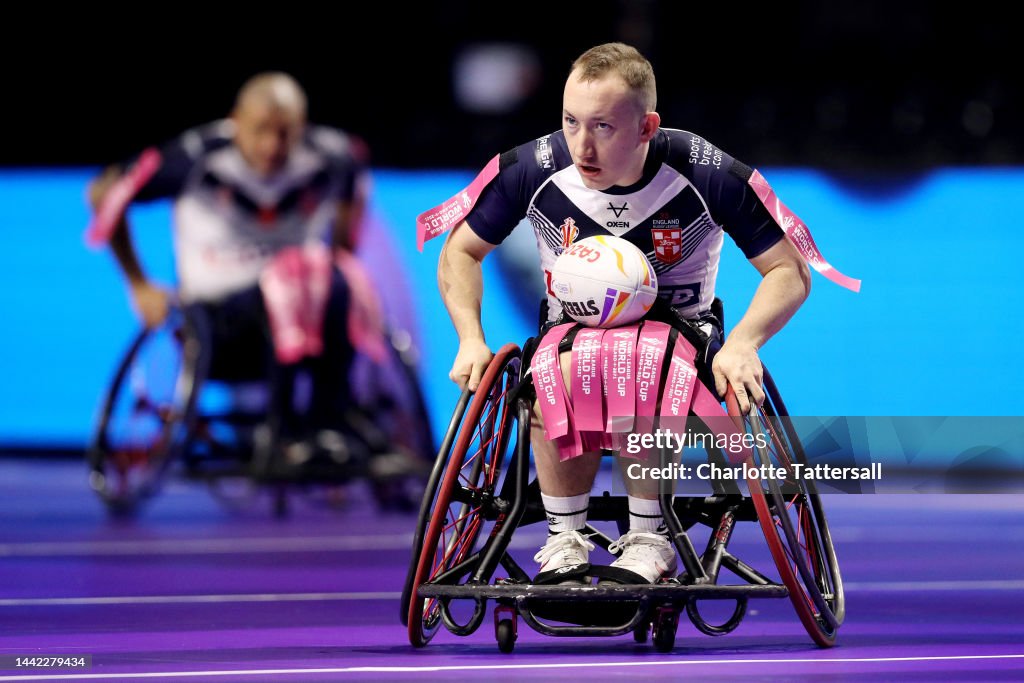 Wheelchair Types Rugby Nathan Collins of England trains ahead of the Wheelchair Rugby League ...