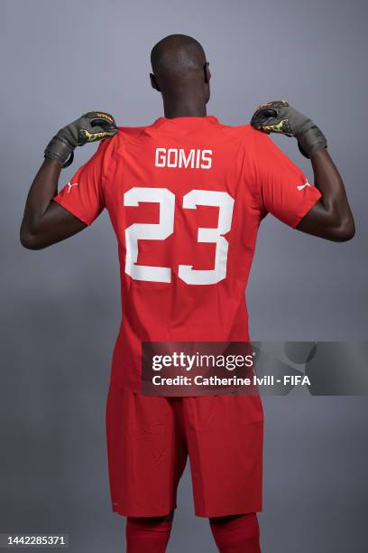 Alfred Gomis of Senegal poses during the official FIFA World Cup Qatar 2022 portrait session on November 17, 2022 in Doha, Qatar.