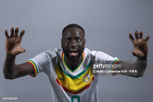 Cheikhou Kouyate of Senegal poses during the official FIFA World Cup Qatar 2022 portrait session on November 17, 2022 in Doha, Qatar.