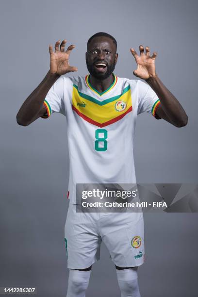 Cheikhou Kouyate of Senegal poses during the official FIFA World Cup Qatar 2022 portrait session on November 17, 2022 in Doha, Qatar.