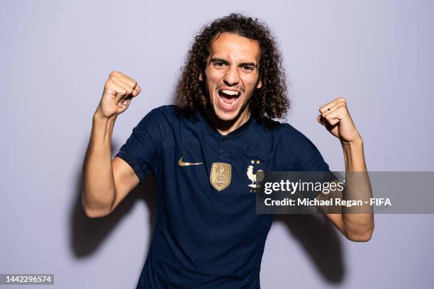 Matteo Guendouzi of France poses during the official FIFA World Cup Qatar 2022 portrait session on November 17, 2022 in Doha, Qatar.