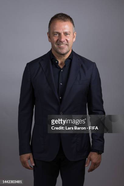 Hansi Flick, Head Coach of Germany, poses during the official FIFA World Cup Qatar 2022 portrait session on November 17, 2022 in Doha, Qatar.