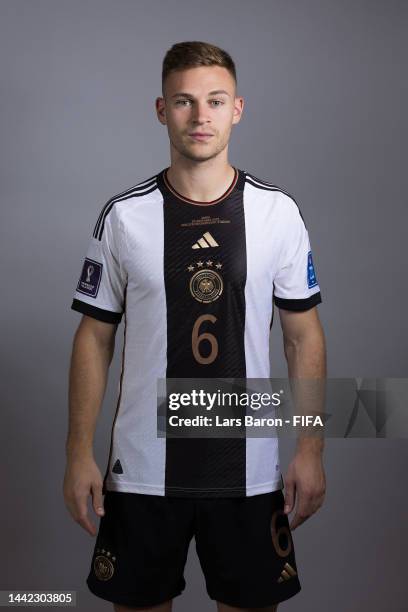 Joshua Kimmich of Germany poses during the official FIFA World Cup Qatar 2022 portrait session on November 17, 2022 in Doha, Qatar.