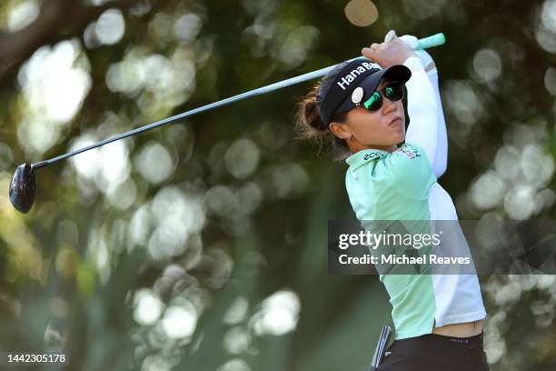 Lydia Ko of New Zealand plays her shot from the 11th tee during the first round of the CME Group Tour Championship at Tiburon Golf Club on November...