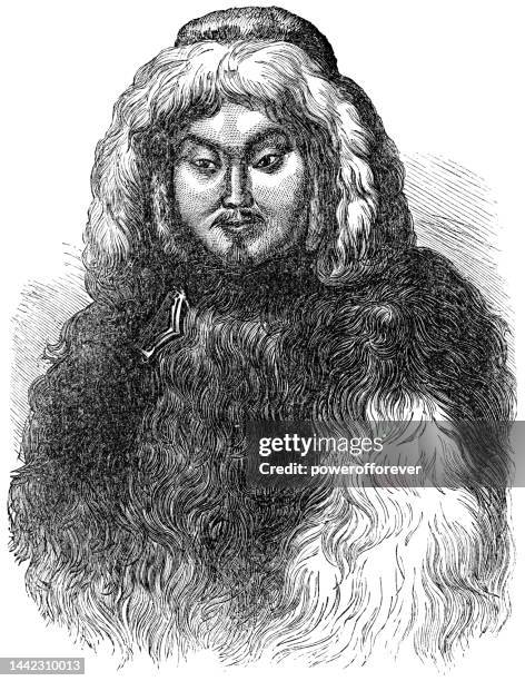 siberian tartar man in tomsk, russia - 19th century - tartar sauce stock illustrations