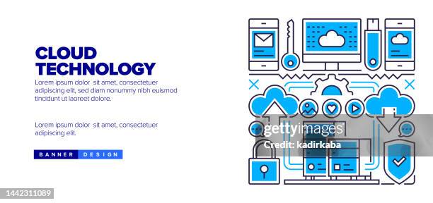 cloud technology concept for landing page, website banner design, online advertising, advertising and marketing material - hardware store stock illustrations