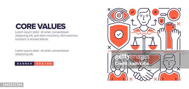 core values concept for landing page, website banner design, online advertising, advertising and marketing material - thinness obsession stock illustrations