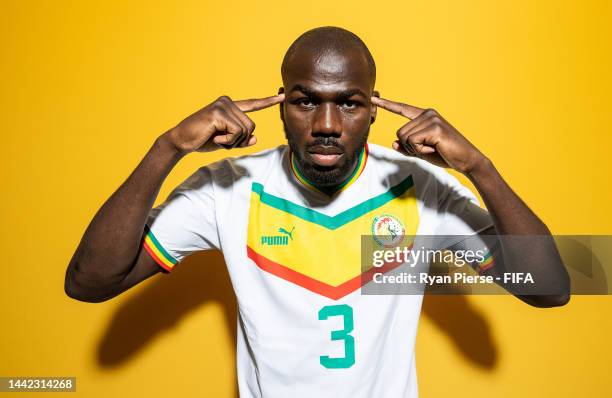 Kalidou Koulibaly of Senegal during the official FIFA World Cup Qatar 2022 portrait session on November 17, 2022 in Doha, Qatar.