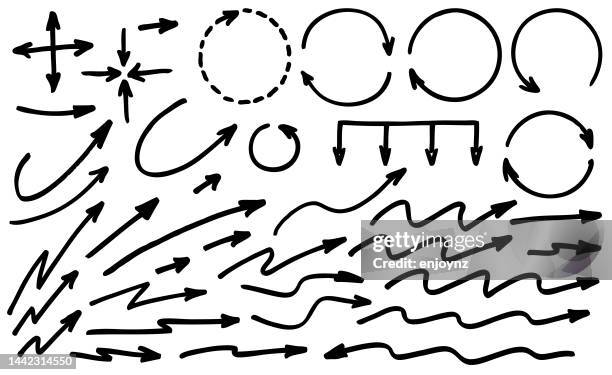 arrow diagram infographic sketches - permanent marker stock illustrations