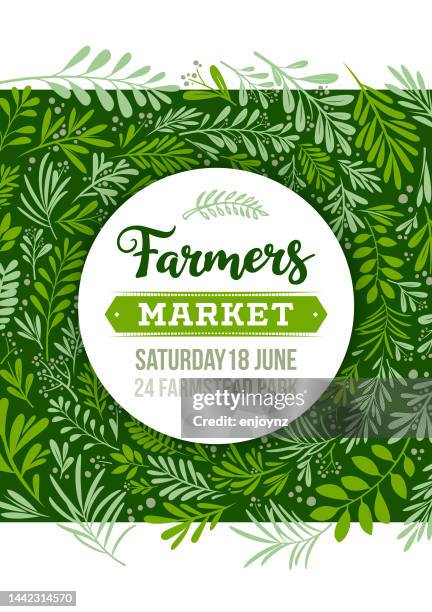 ilustrações de stock, clip art, desenhos animados e ícones de farmers market poster - farmer's market