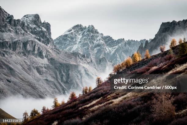 scenic view of snowcapped mountains against sky,col du lautaret,france - corinne paradis stock pictures, royalty-free photos & images