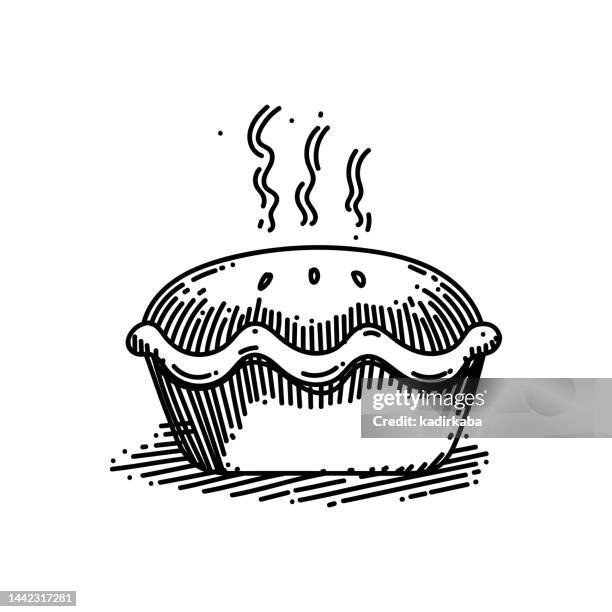 stockillustraties, clipart, cartoons en iconen met apple pie line icon, sketch design, pixel perfect, editable stroke. bakery, flour, patisserie, cafe, coffee. - pie