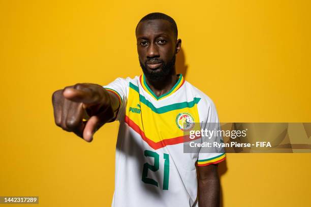 Youssouf Sabaly of Senegal poses during the official FIFA World Cup Qatar 2022 portrait session on November 17, 2022 in Doha, Qatar.