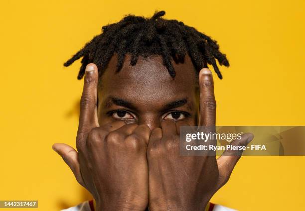 Nicolas Jackson of Senegal poses during the official FIFA World Cup Qatar 2022 portrait session on November 17, 2022 in Doha, Qatar.