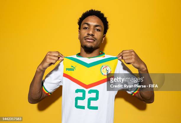 Abdou Diallo of Senegal poses during the official FIFA World Cup Qatar 2022 portrait session on November 17, 2022 in Doha, Qatar.