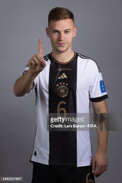 Joshua Kimmich of Germany poses during the official FIFA World Cup Qatar 2022 portrait session on November 17, 2022 in Doha, Qatar.