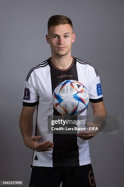 Joshua Kimmich of Germany poses during the official FIFA World Cup Qatar 2022 portrait session on November 17, 2022 in Doha, Qatar.