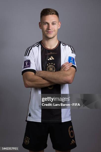 Joshua Kimmich of Germany poses during the official FIFA World Cup Qatar 2022 portrait session on November 17, 2022 in Doha, Qatar.