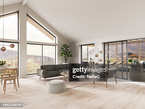 Interior moderno con una gran terraza Interior moderno con una gran terraza